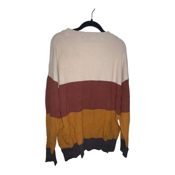 NEW POLAGRAM Brown Tan Color Block Striped Oversized Pullover Sweater XL - Picture 2 of 4